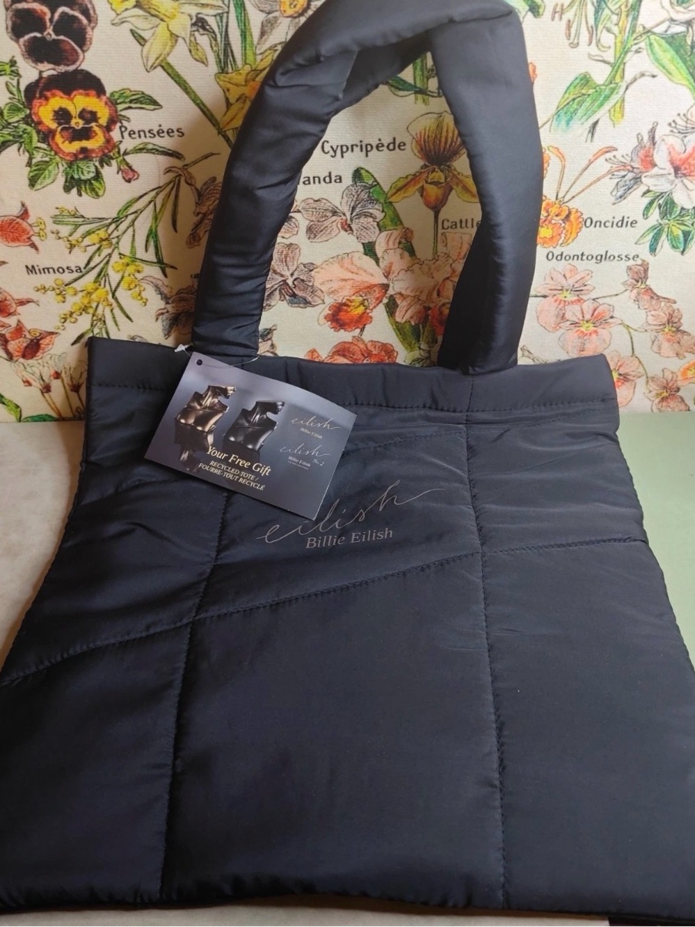 Billie Eilish Black Quilted Tote Bag from fragrance